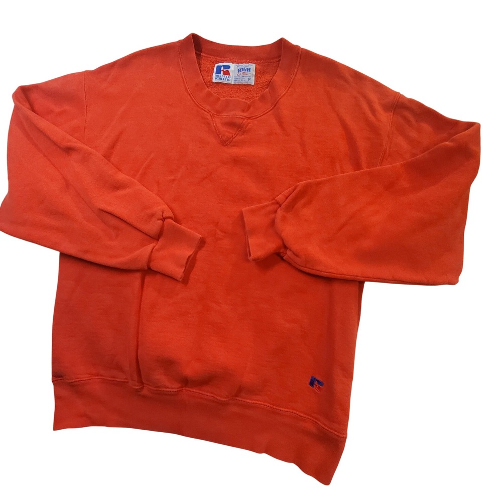 Vintage 90s Russell Athletic High Cotton Sweatshirt Red Crew Neck Made in USA